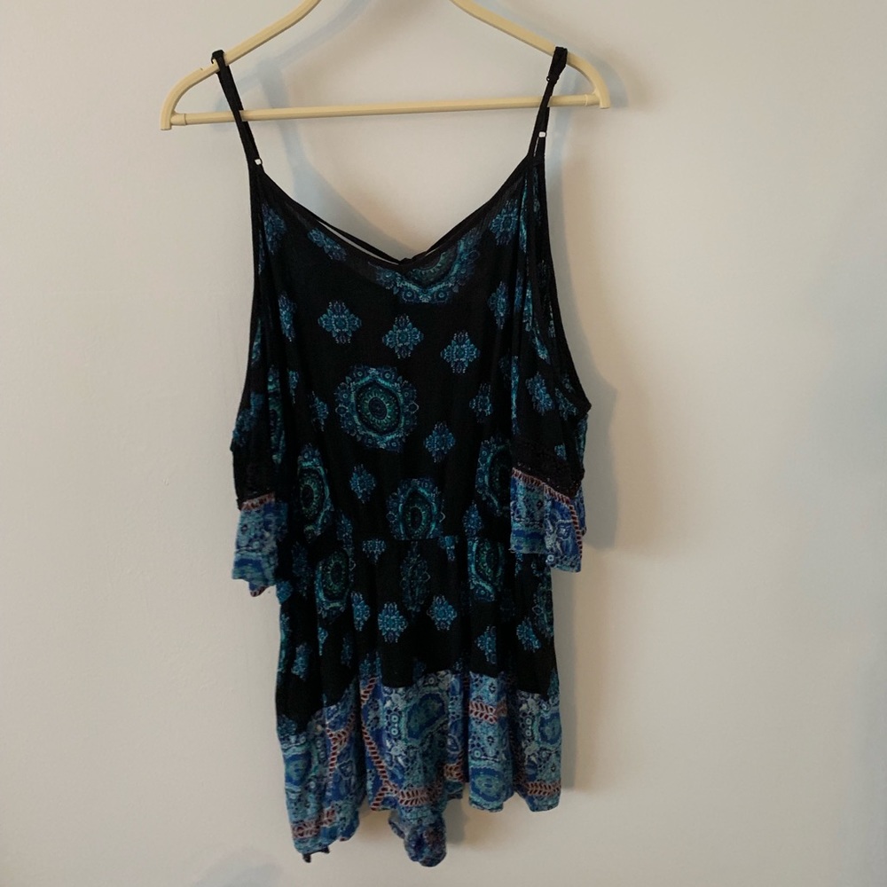 Black and Blue Paisley Romper